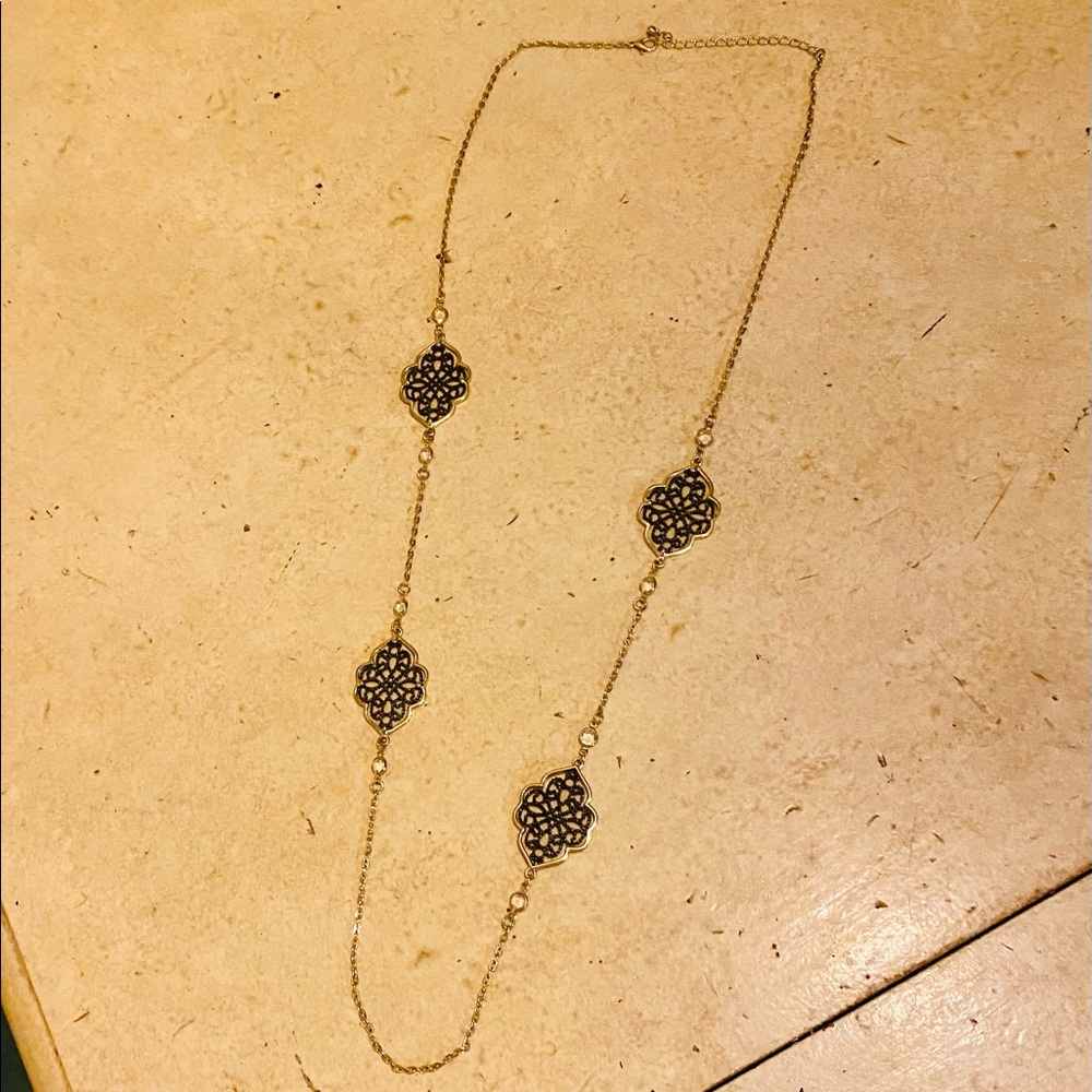 Gold and charcoal layering necklace